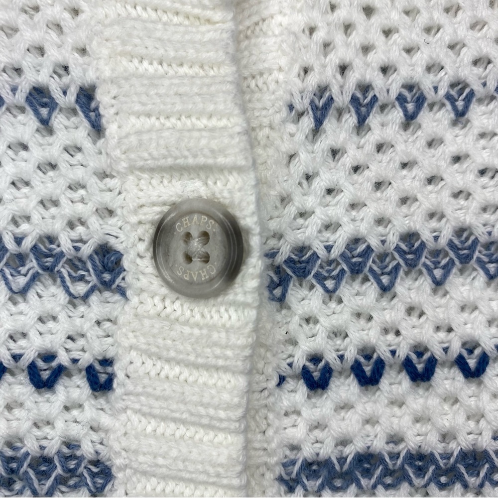 Chaps White Blue Stripes Long Sleeve Henley Pullover Sweater Women's Size XL - Picture 7 of 12